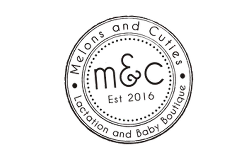 m&c Established 2016 Melons and Cuties Location and Baby Boutique logo