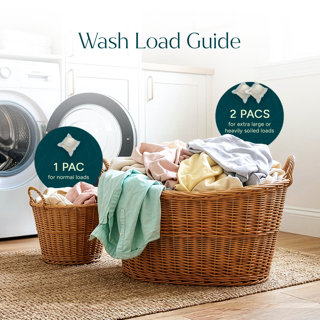 Laundry Detergent Pacs: use 1 pac for normal, 2 for large loads—removes stains powerfully.