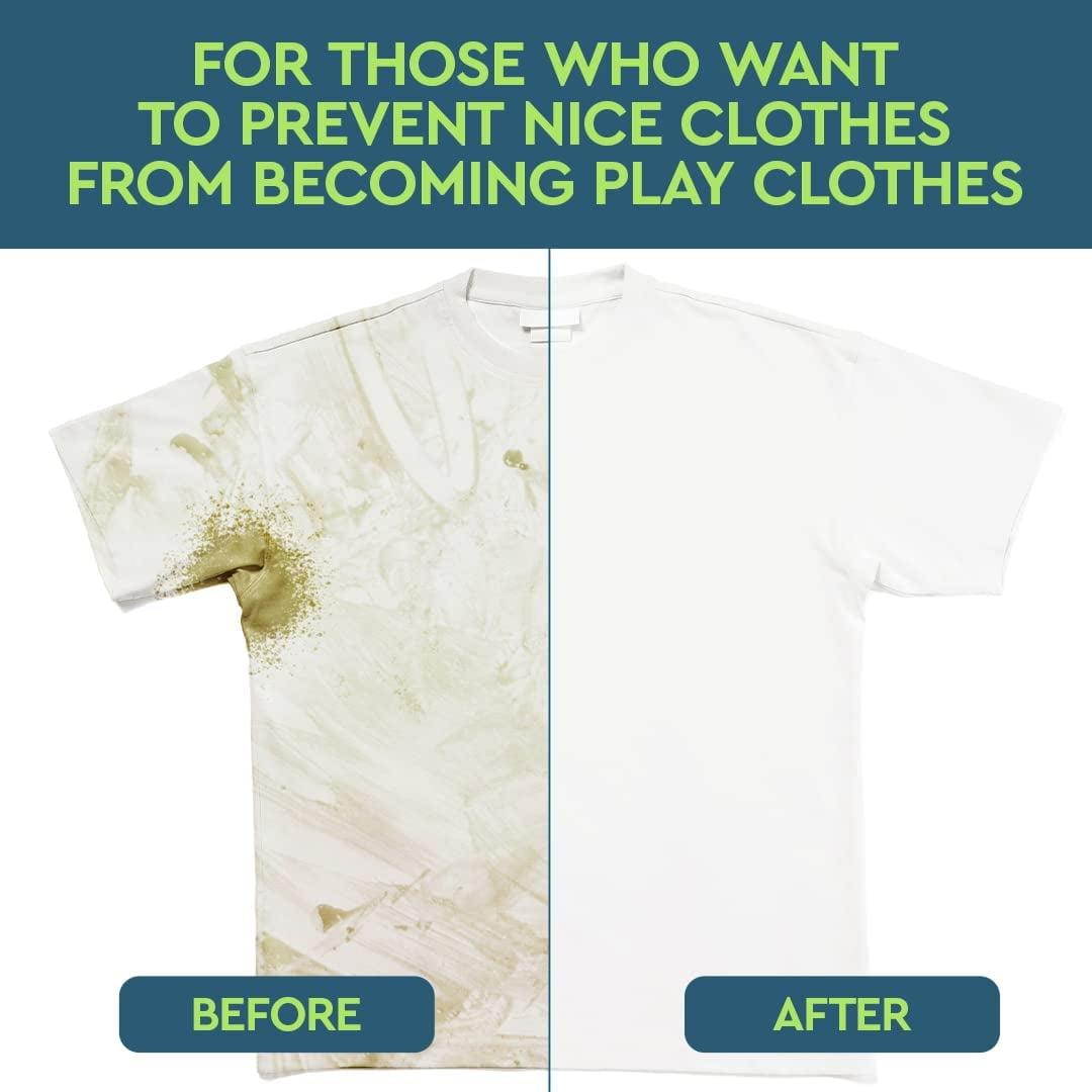 Split image of a stained shirt (left) and a clean shirt (right), showcasing the effectiveness of Puracy Laundry Stain Remover Refill, Free & Clear. Experience premium clothing care with 48 fl. oz. of gentle, plant-based ingredients that effortlessly lift stains while remaining hypoallergenic and gentle on your skin.