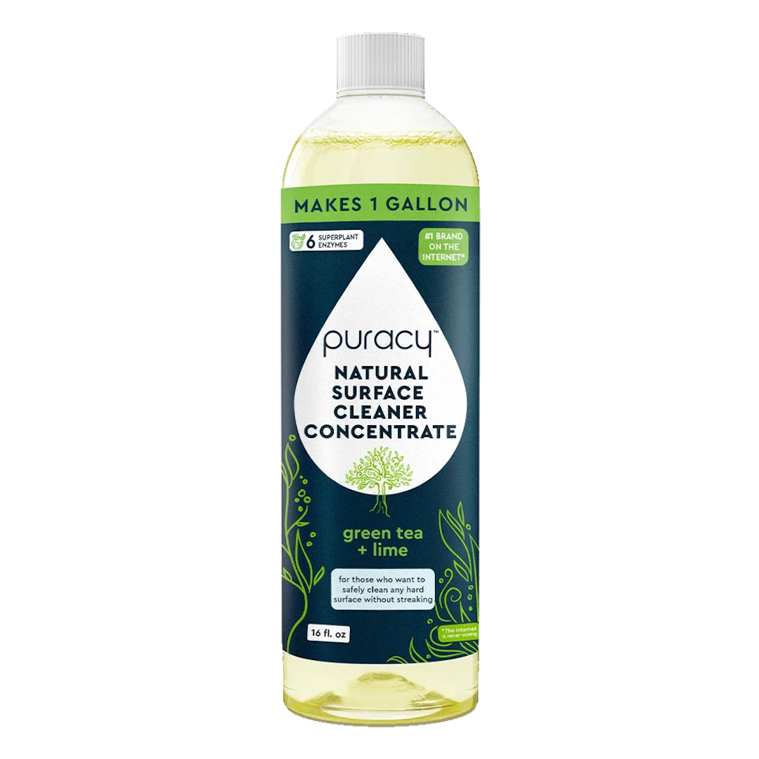 Bottle of Everyday Multi-Surface Cleaner, an eco-friendly and multi-surface cleaner with a green tea and lime scent, 16 fl oz.