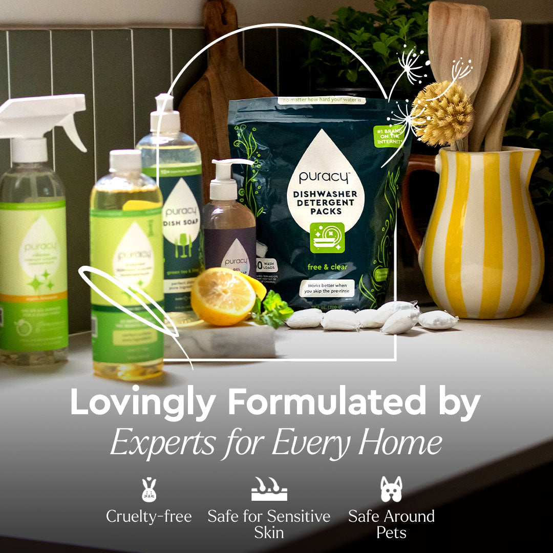 Instant Spot Remover, a plant-powered, cruelty-free cleaner that's safe for pets, sits on the counter.
