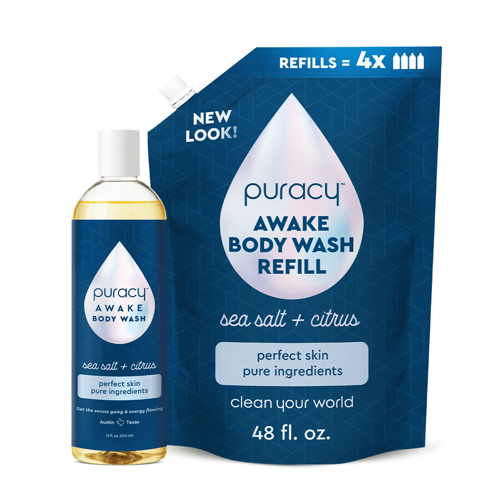 Refillable Natural Body Wash, eco-friendly sea salt + citrus scent, natural formula, 48 fl oz.