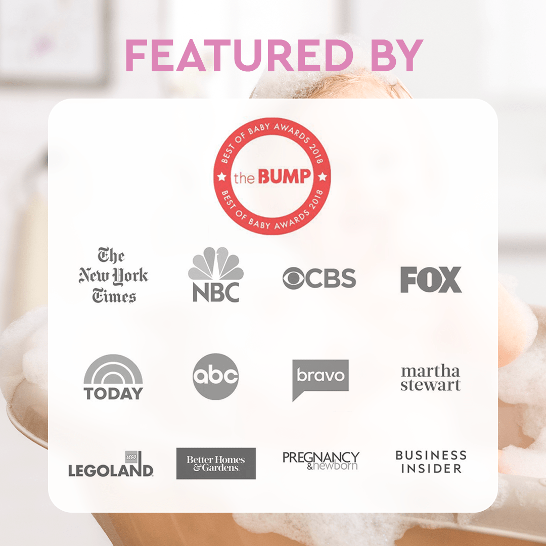 The Bump awards 2019 featured logos of various media outlets, including those recognized for their excellence in products like the Baby Bubble Bath (Hypoallergenic) for sensitive skin.