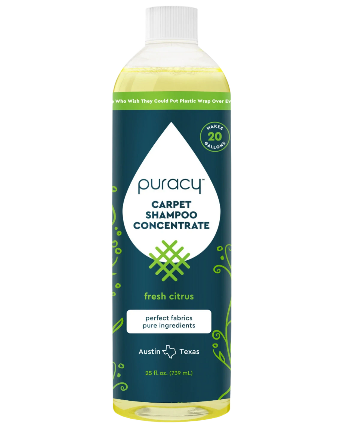 Puracy Natural Carpet & Upholstery Shampoo, a natural cleaner with a fresh citrus scent, is available in a 25 fl oz bottle, making it ideal for cleaning upholstery and meeting hypoallergenic requirements.