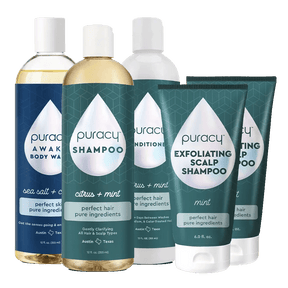 The Body Care Bundle by Puracy utilizes the benefits of botanical extracts, featuring a collection that includes natural shampoo, conditioner, and body wash.