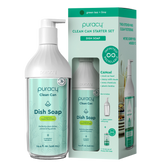 The Natural Dish Soap starter set from Puracy features an eco-friendly formula with a natural fragrance of green tea and lime, elegantly packaged in both bottle and box.