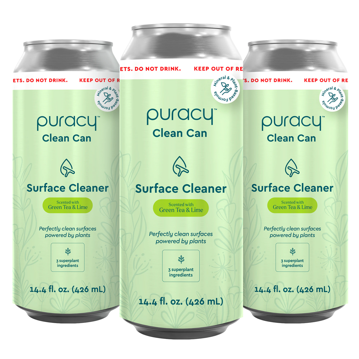 Puracy Everyday Multi-Surface Cleaner (old) Green Tea & Lime Clean Can 3 pack