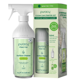 The Everyday Multi-Surface Cleaner Starter Set offers an eco-friendly cleaning solution with a refreshing green tea and lime scent, beautifully packaged for your convenience.