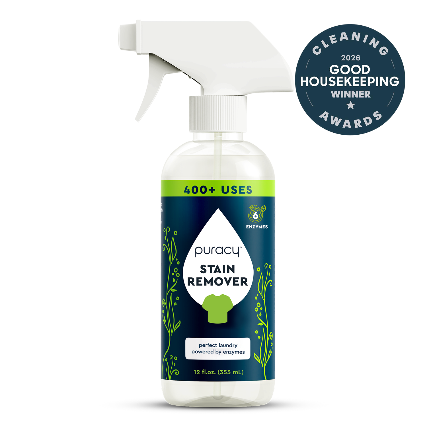 Spray bottle of Laundry Stain Remover for New Customers with 2026 Good Housekeeping Winner badge.