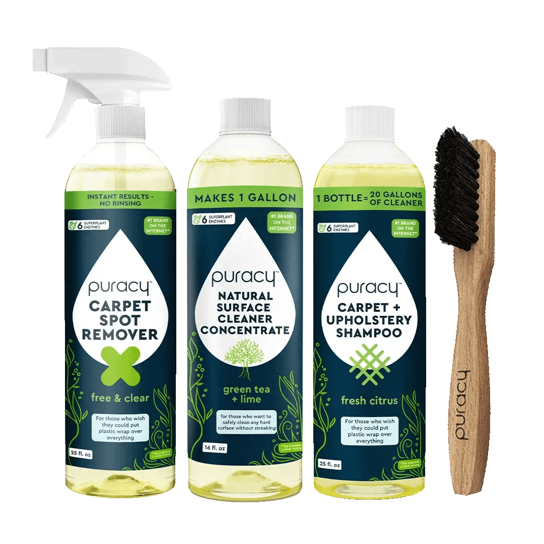 Carpet Spot Remover, Everyday Surface Cleaner, & Carpet Upholstery Shampoo bundle with Stain Brush