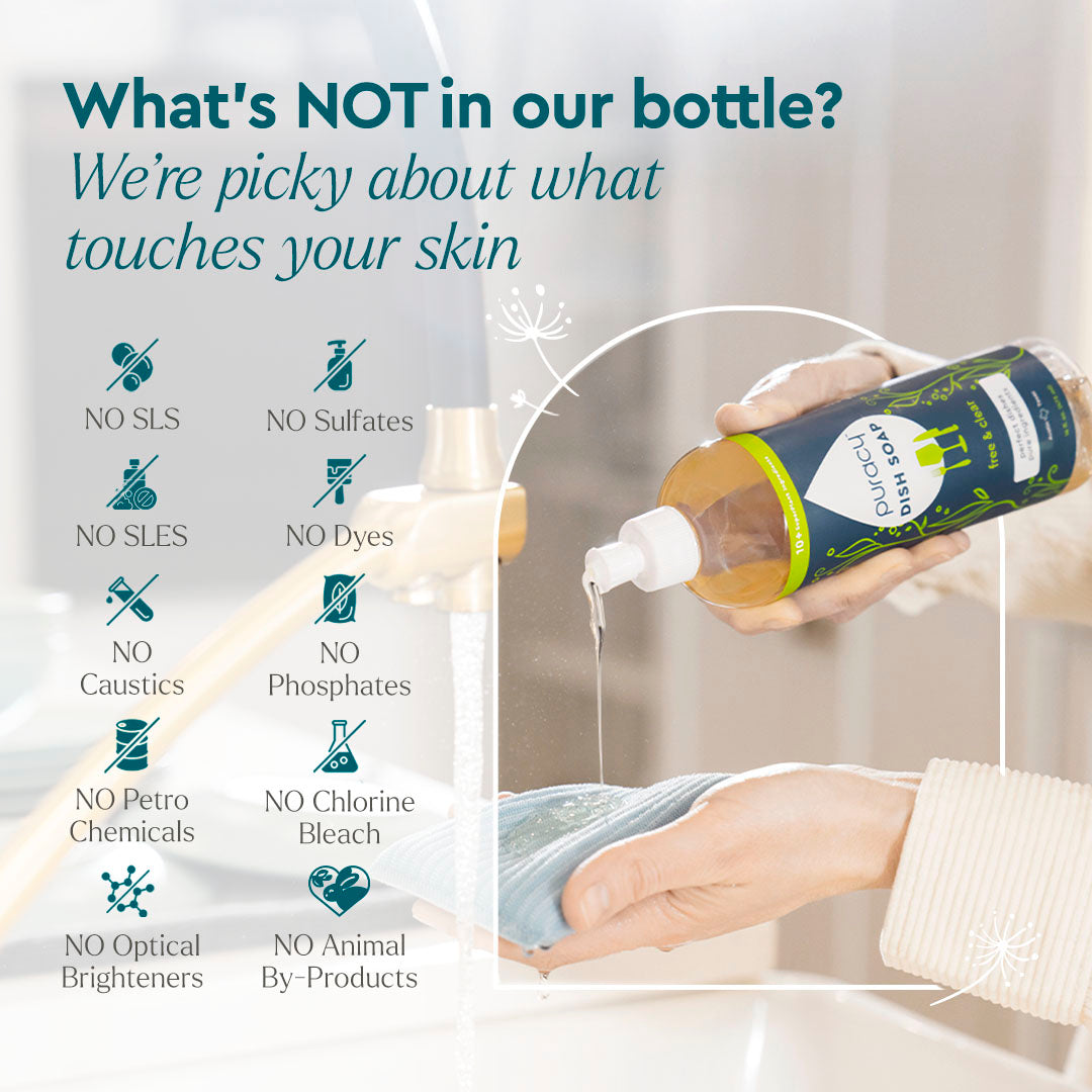 Dish Soap pumps onto a sponge; label notes it's hypoallergenic and sulfate-free. #common #scent_unscented