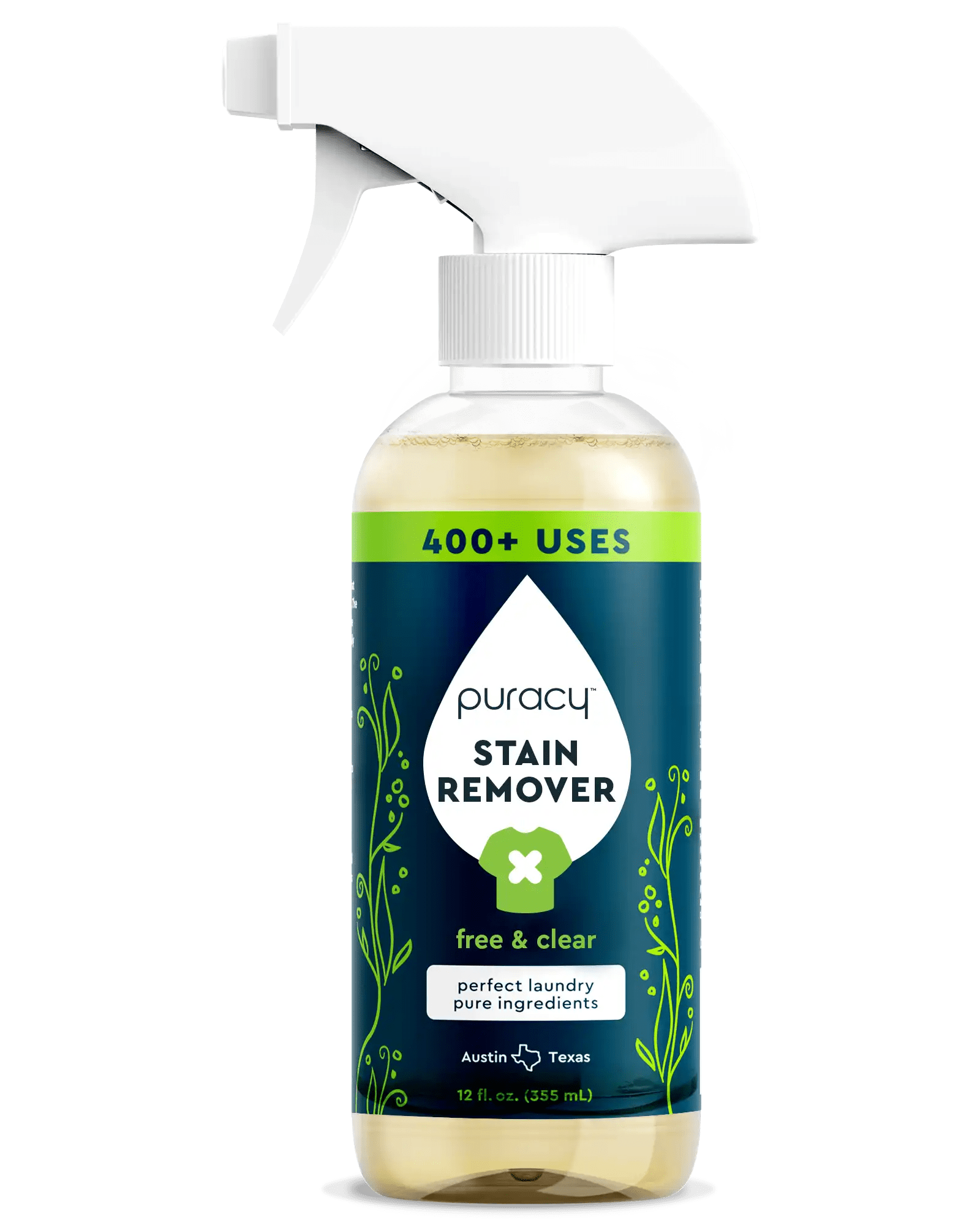Trial: Laundry Stain Remover spray, plant-based, 400+ uses, stylish plant design on the bottle.