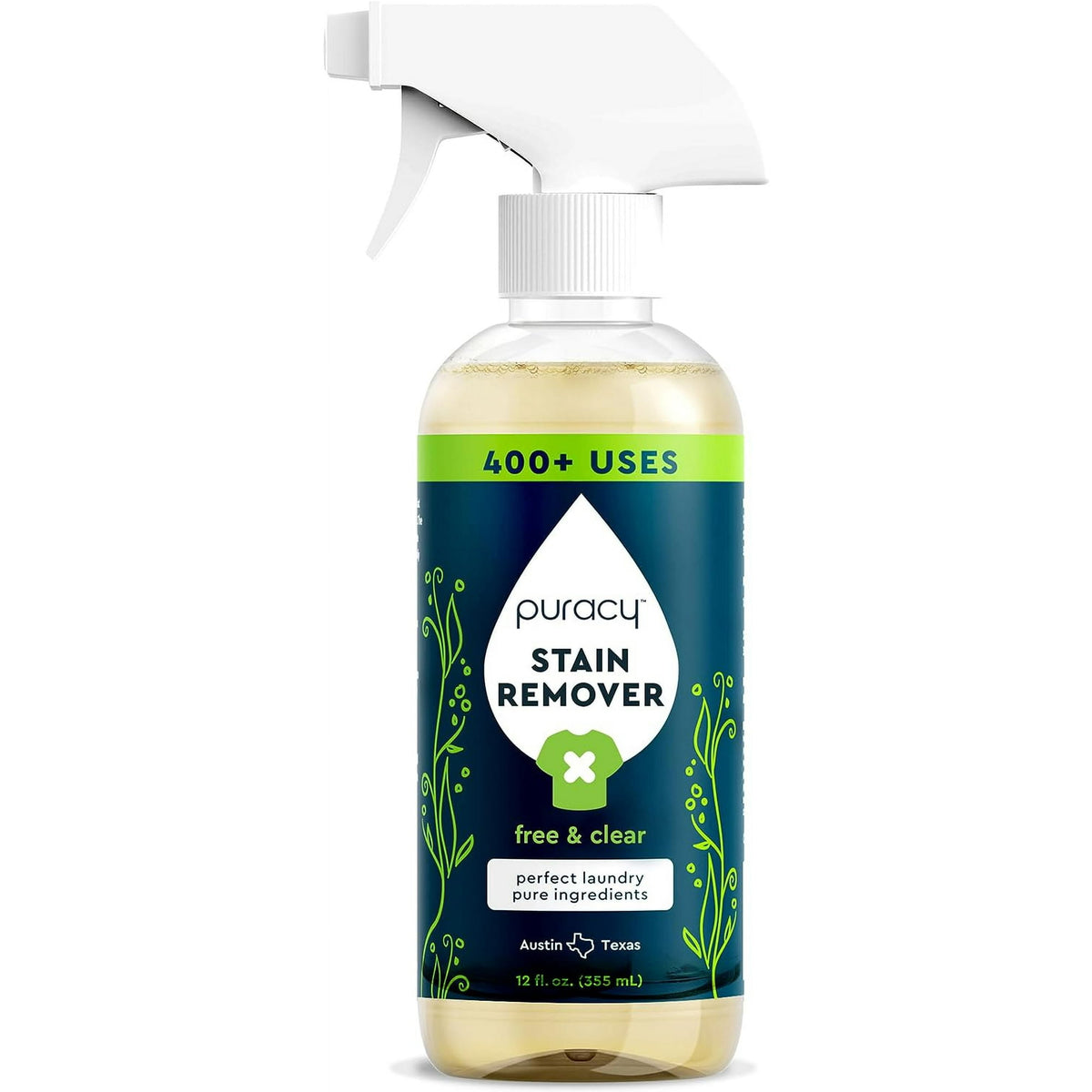 Laundry Stain Remover Spray - Natural Spot Cleaner, Free & Clear, 12oz