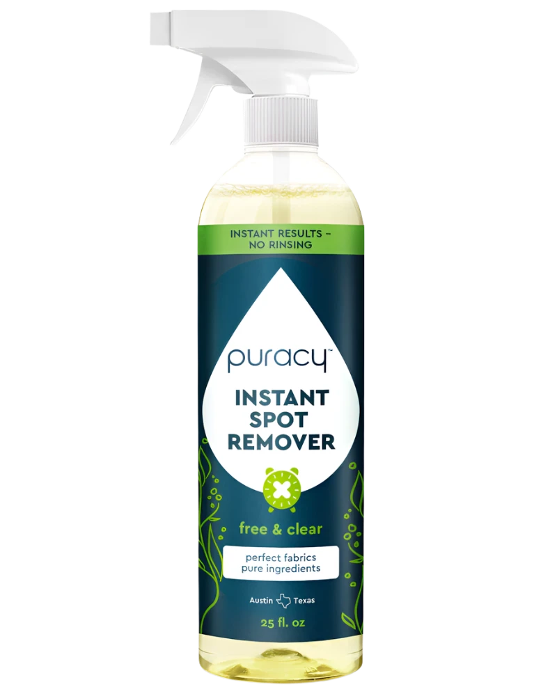 A 25 fl oz bottle of Instant Spot Remover with a plant-powered, no-rinse formula.