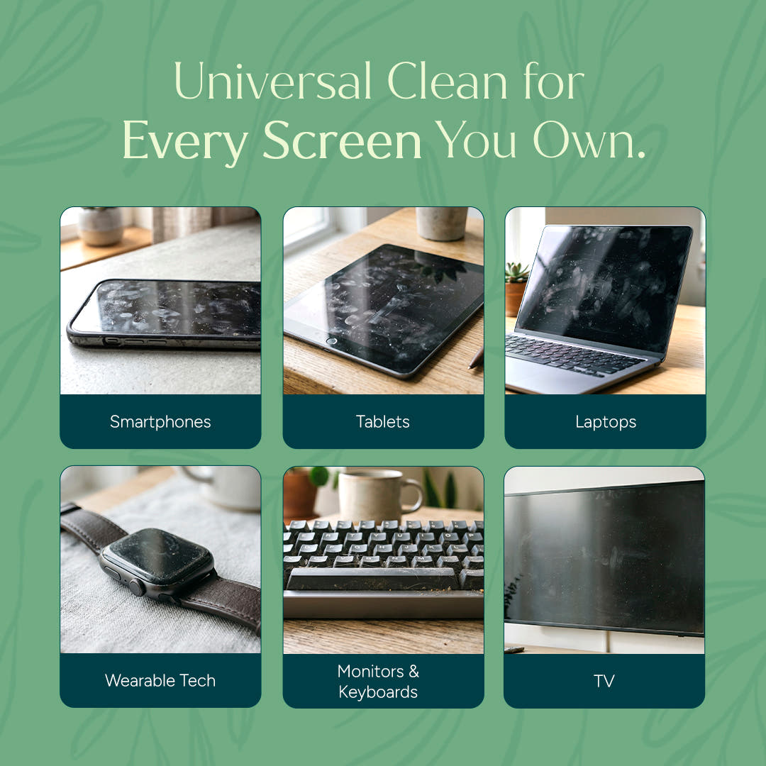 Six dirty screens? Clean them all—smartphone, tablet, laptop & more—with our new Screen Cleaner!.