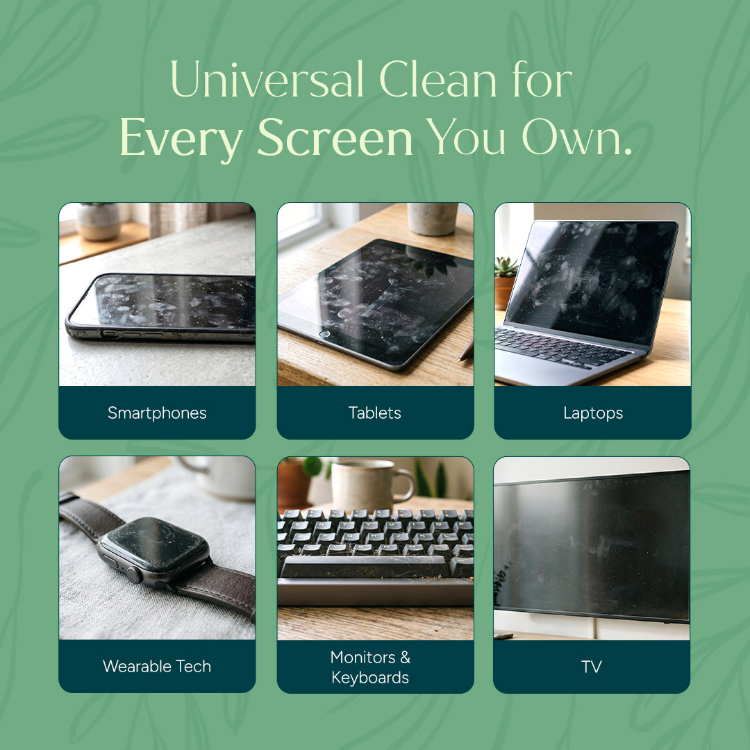 Six dirty screens? Clean them all—smartphone, tablet, laptop & more—with our new Screen Cleaner!.