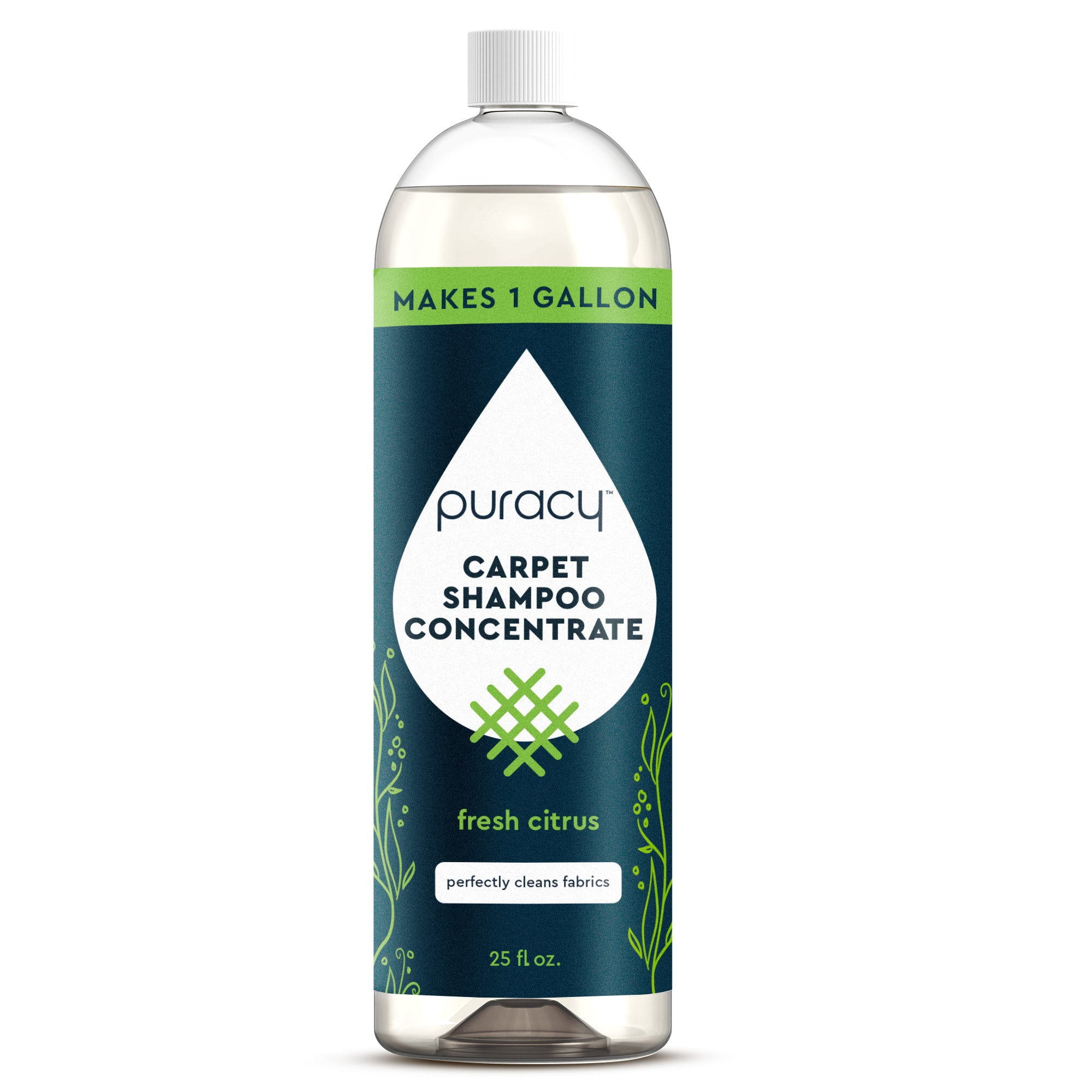 Carpet & Upholstery Shampoo, pet safe, fresh citrus scent, 25 fl oz bottle makes 1 gallon.