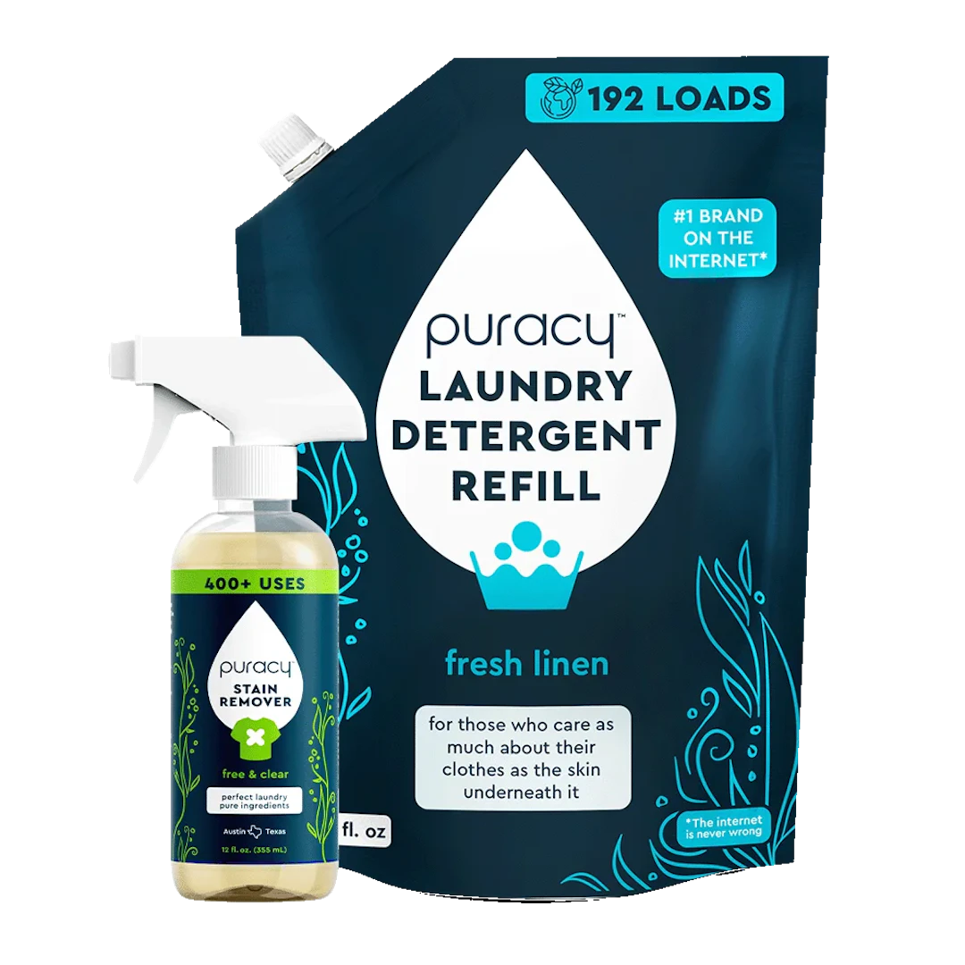 Natural Stain Remover 12oz + Laundry Detergent Bundle displayed on a white background.