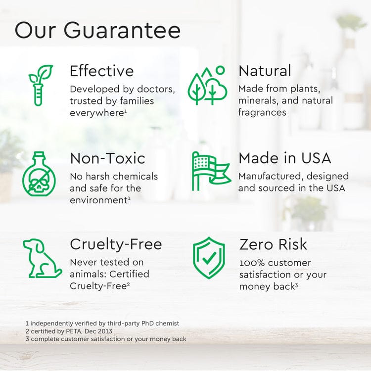 Guarantee details: Our Natural Stain Remover 12oz + Laundry Detergent Bundle is effective, plant-based, non-toxic, and cruelty-free. Made in the USA with a zero-risk commitment.