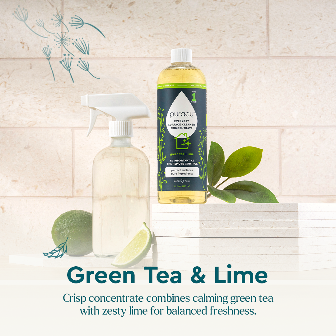 Spray bottle and Refill (Natural Multi-Surface Cleaner Concentrate), Green Tea & Lime scent.#scent_green-tea-&-lime|size_concentrate