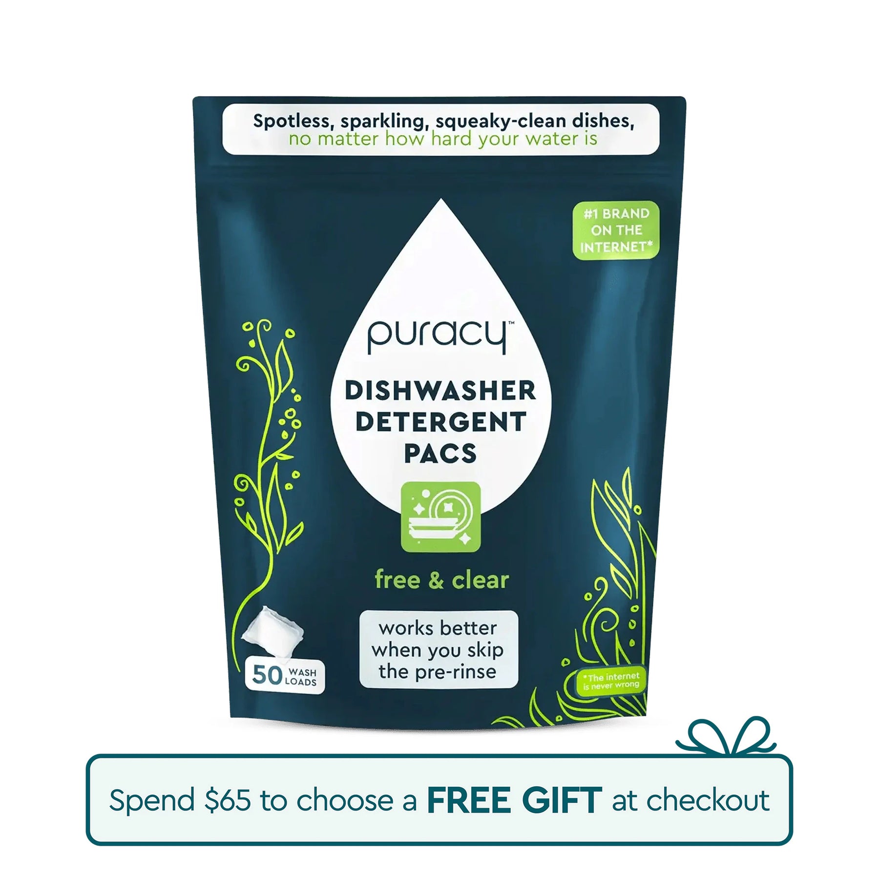 Puracys Trial Dishwasher Detergent Pods have a floral design and come with a free gift offer.