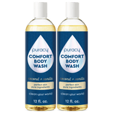 Two 12 fl. oz. bottles of Refillable Natural Body Wash, coconut-vanilla scent, with a natural formula.