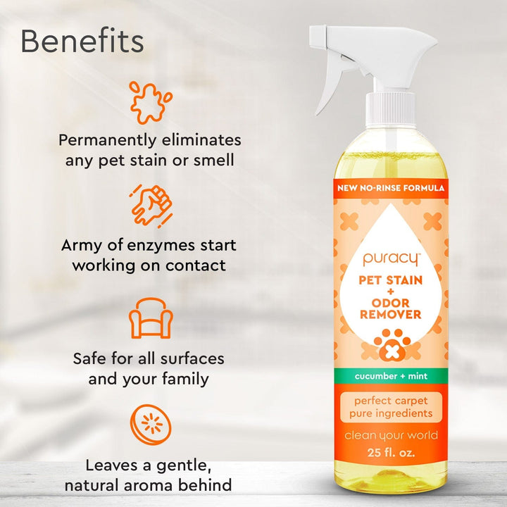 Pet Stain & Odor Remover spray with enzyme formula and fresh cucumber mint scent.