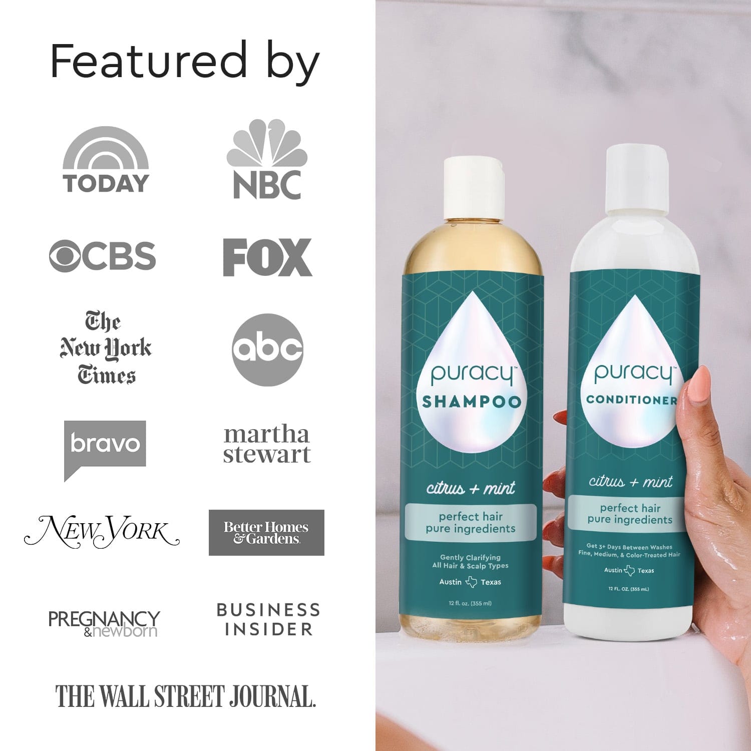 Puracy Natural Shampoo featured by media outfits