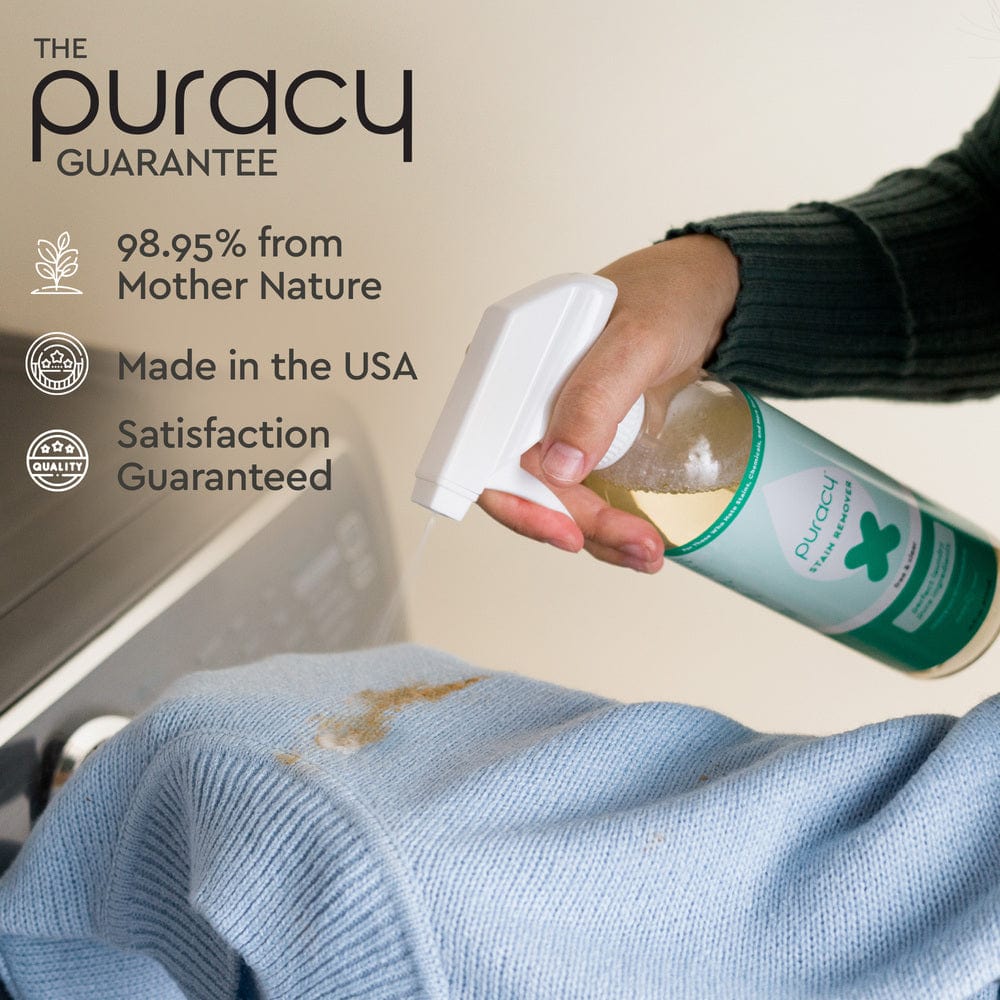 Puracy Laundry Stain Remover on stained clothes