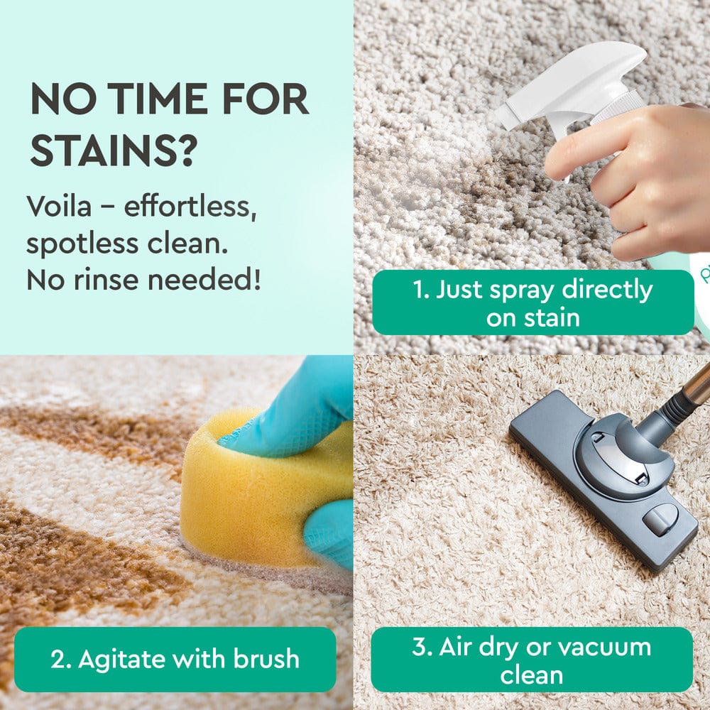 To remove carpet stains: spray Instant Spot Remover, scrub, then air dry or vacuum.